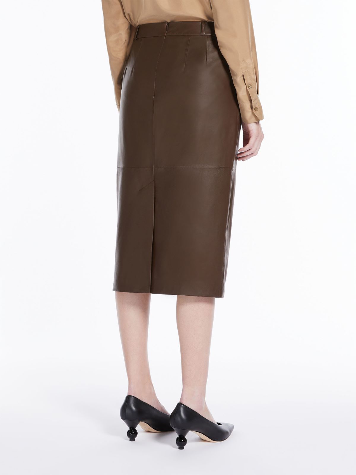 Nappa leather pencil skirt - CHOCOLATE - Weekend Max Mara - 3