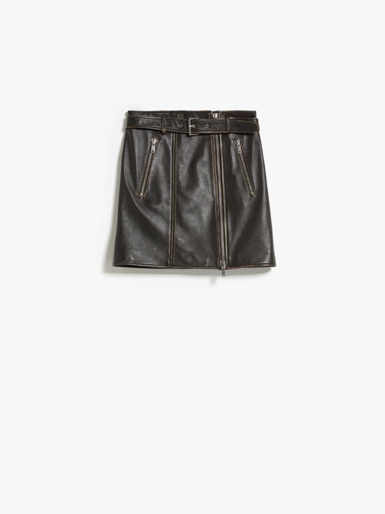 Leather mini skirt - BLACK - Weekend Max Mara