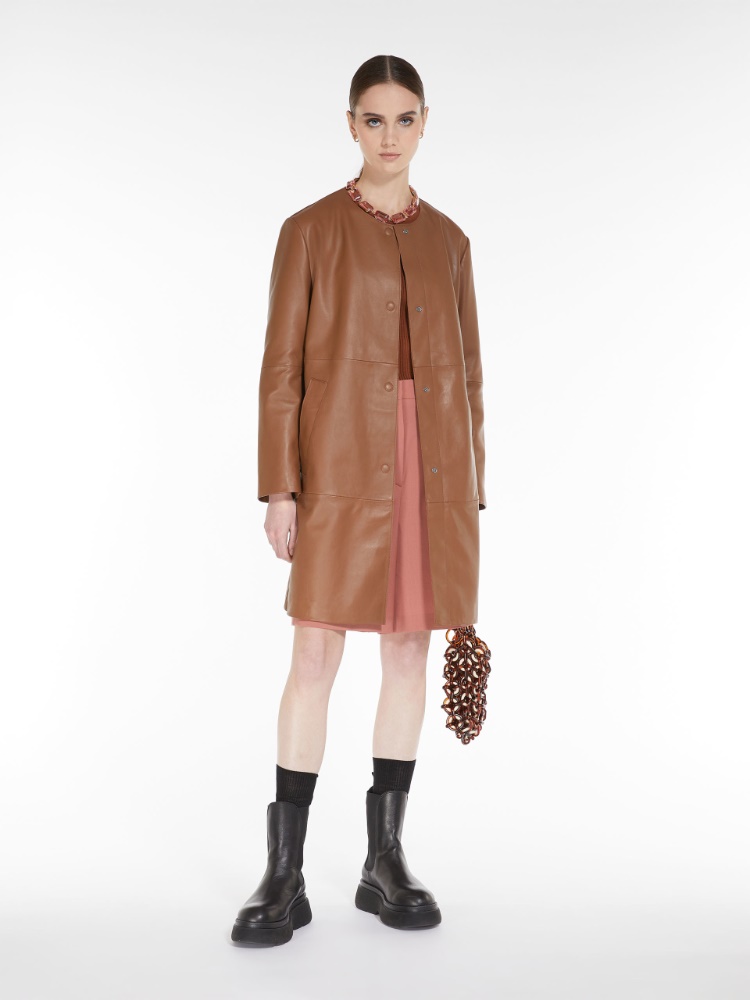 Leather duster coat, tobacco | Weekend Max Mara