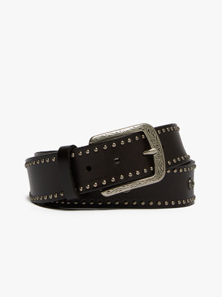 Studded leather belt - DARK BROWN - Weekend Max Mara