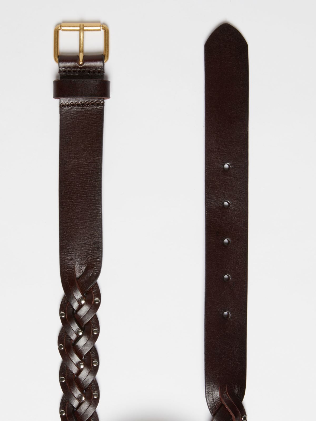 Plaited leather belt - DARK BROWN - Weekend Max Mara - 2