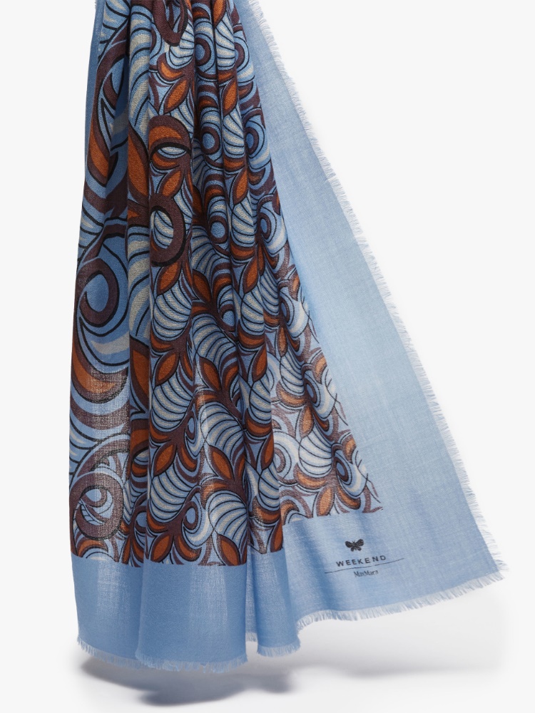 Printed wool shawl - LIGHT BLUE - Weekend Max Mara