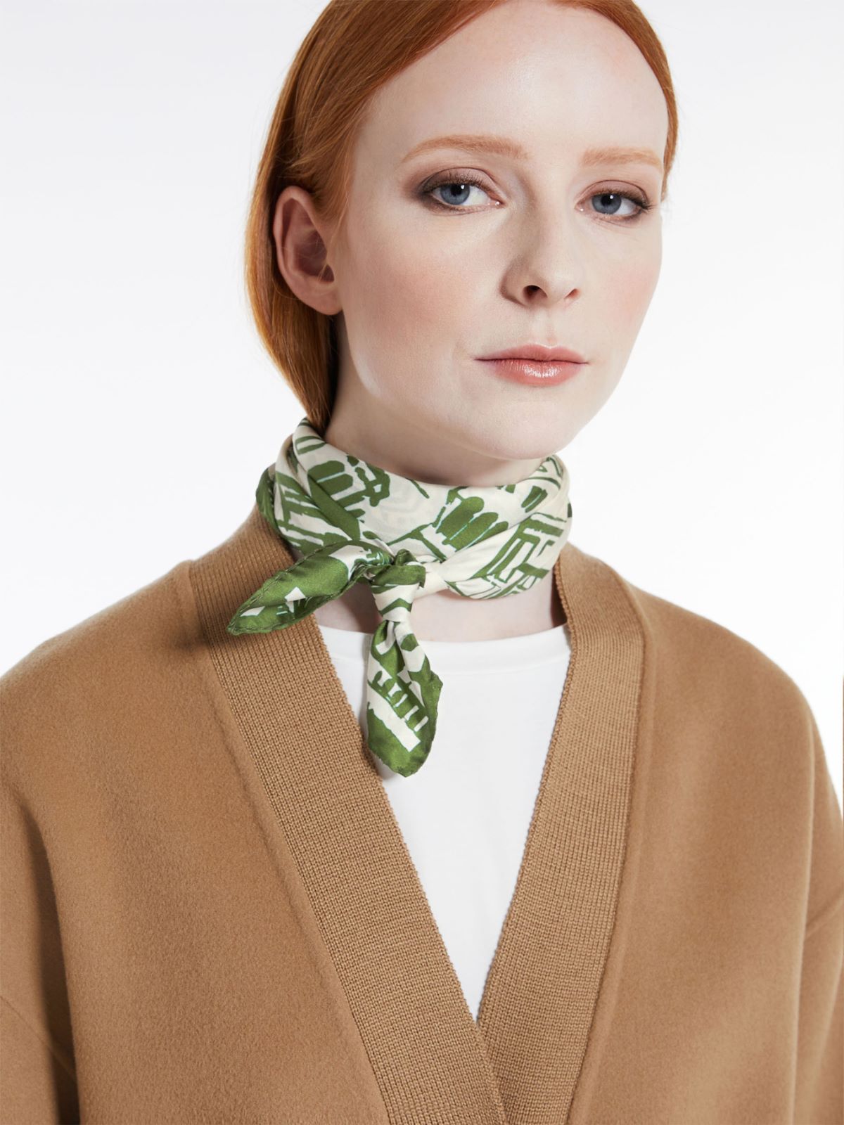 Printed silk scarf - OLIVE GREEN - Weekend Max Mara - 4