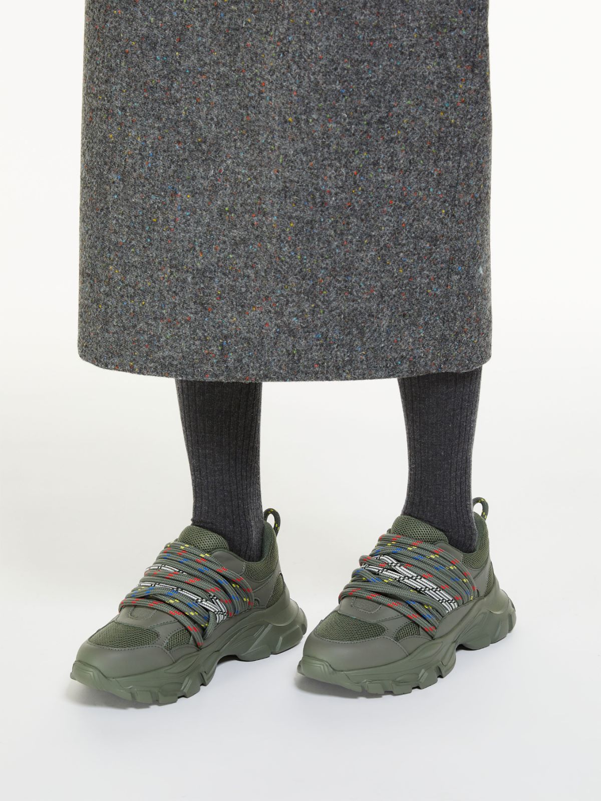 Sneakers in technical mesh and leather - DARK GREY GREEN - Weekend Max Mara - 7