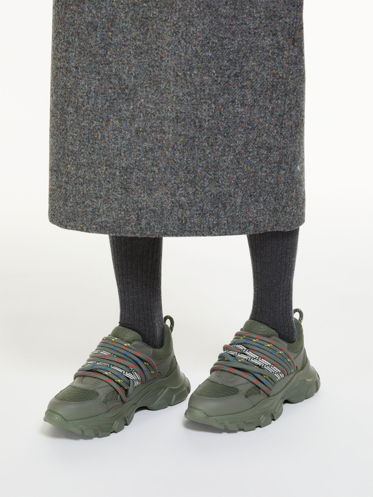 Sneakers in technical mesh and leather - DARK GREY GREEN - Weekend Max Mara
