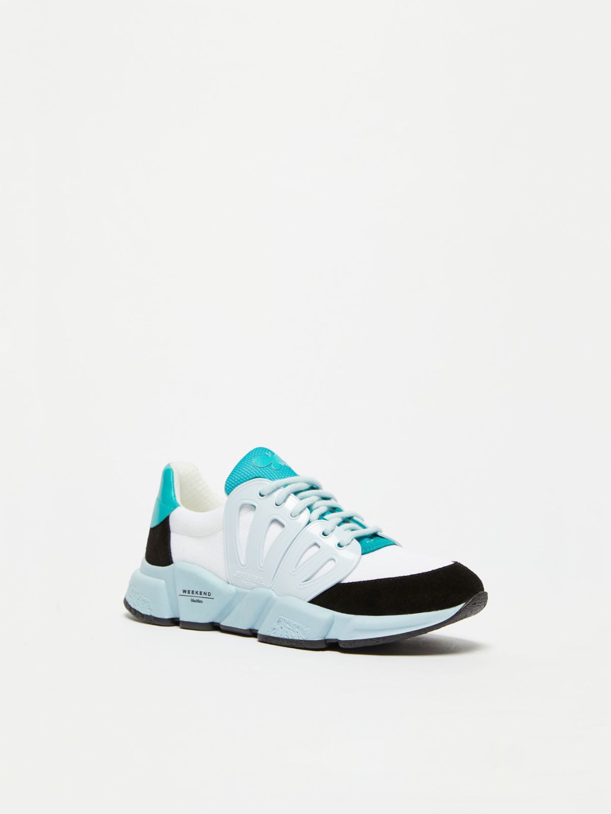 Fabric and crust leather running shoes - LIGHT BLUE - Weekend Max Mara - 2