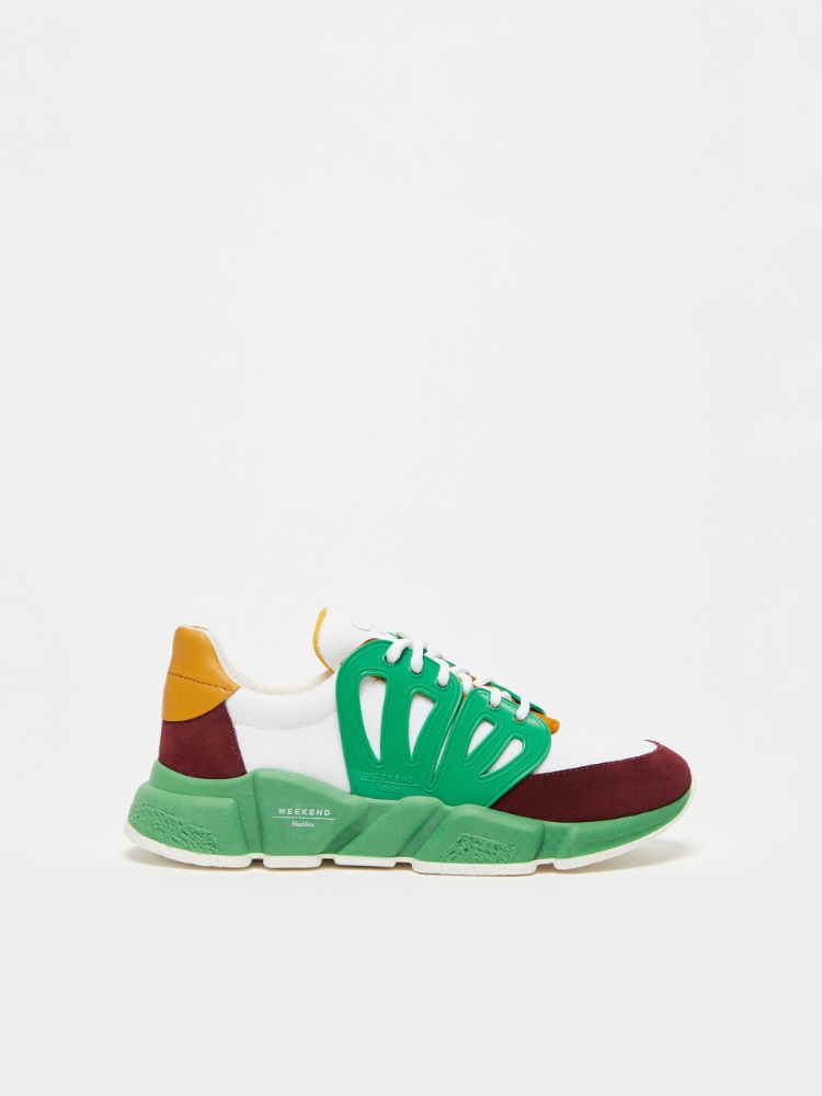 Fabric and crust leather running shoes - GREEN - Weekend Max Mara