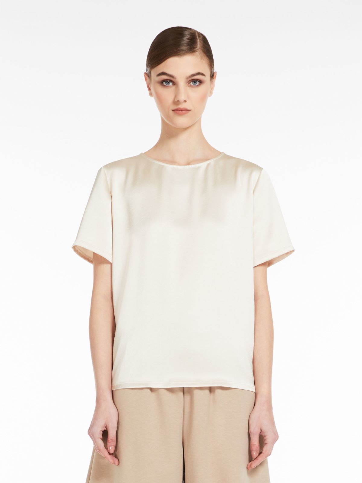 Blouse in satin and jersey, ivory | Weekend Max Mara