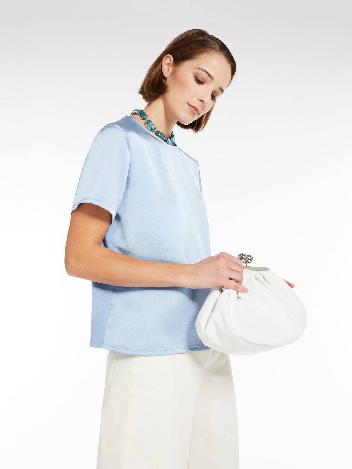 Blouse in satin and jersey - LIGHT BLUE - Weekend Max Mara - 4