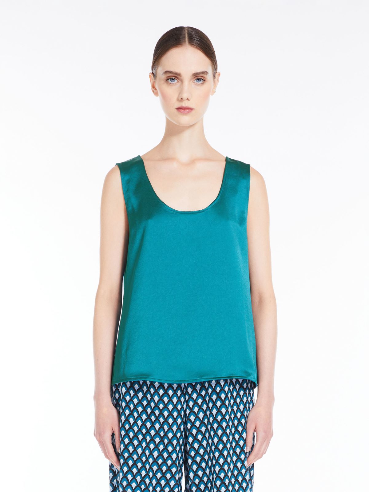 Straight-cut top in satin and jersey - OIL - Weekend Max Mara - 2