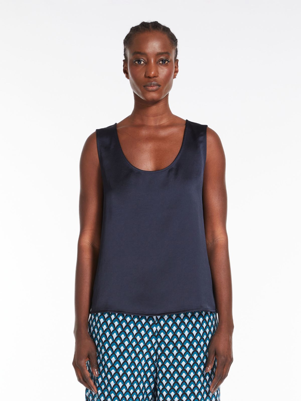 Straight-cut top in satin and jersey - NAVY - Weekend Max Mara - 2