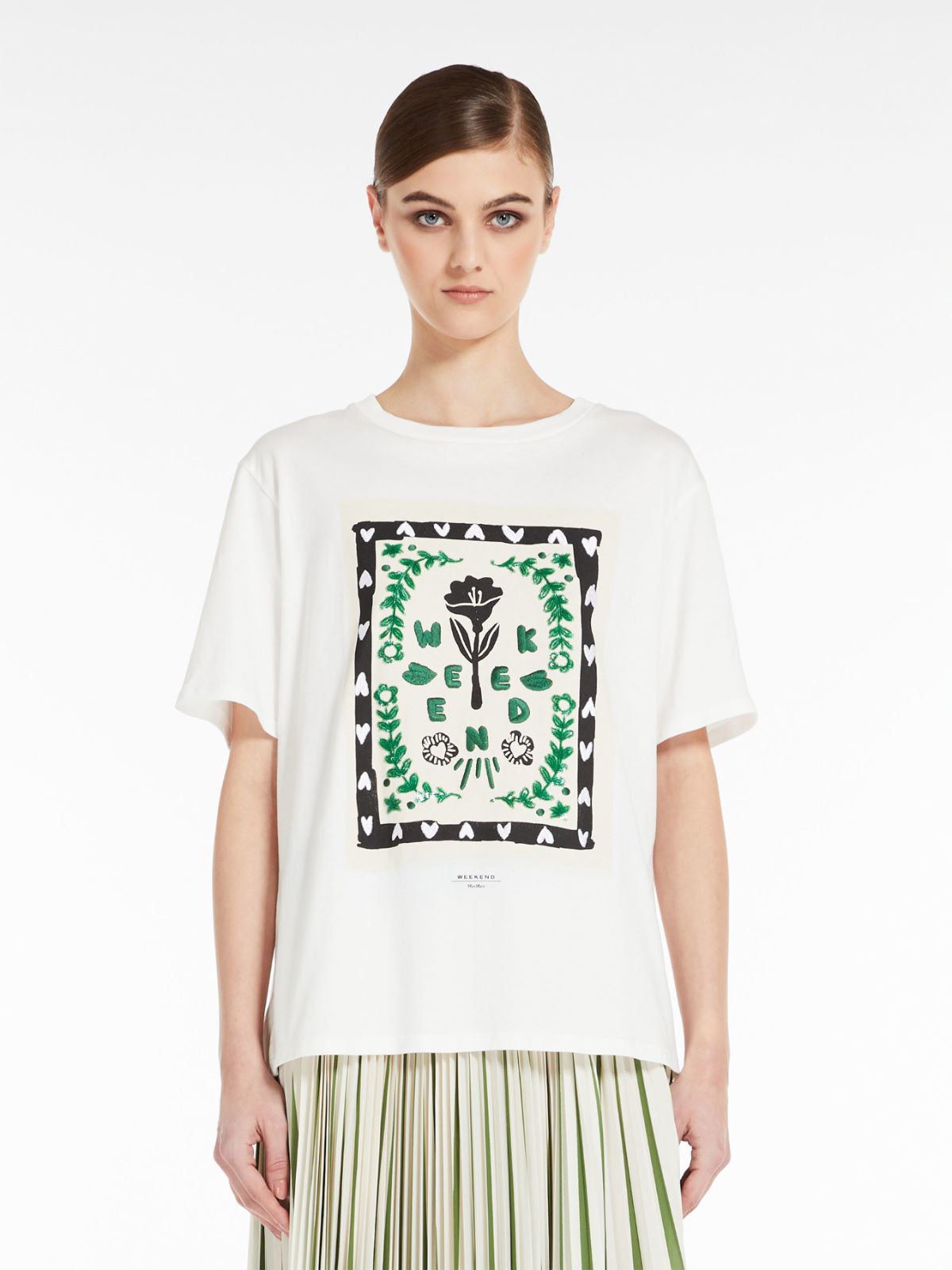 Jersey t-shirt with print and embroidery - WHITE - Weekend Max Mara - 2