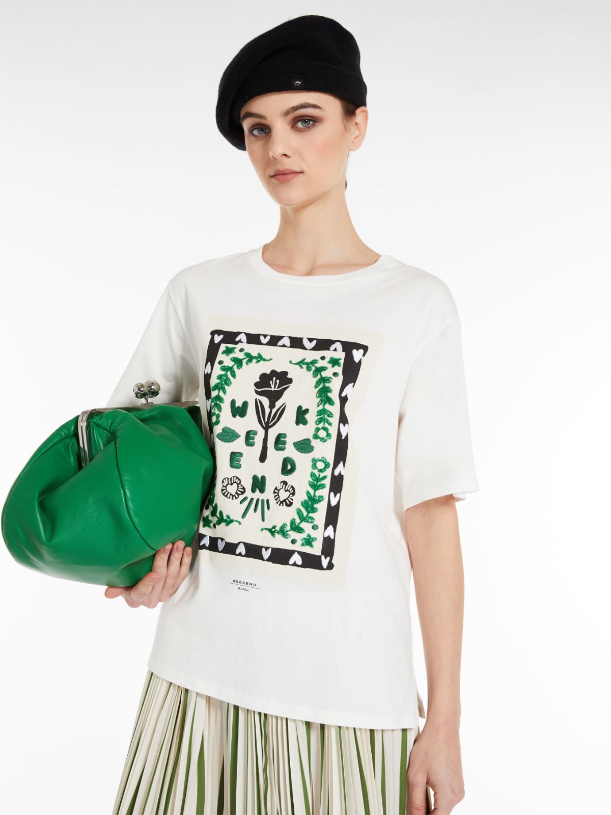 Jersey t-shirt with print and embroidery - WHITE - Weekend Max Mara - 4