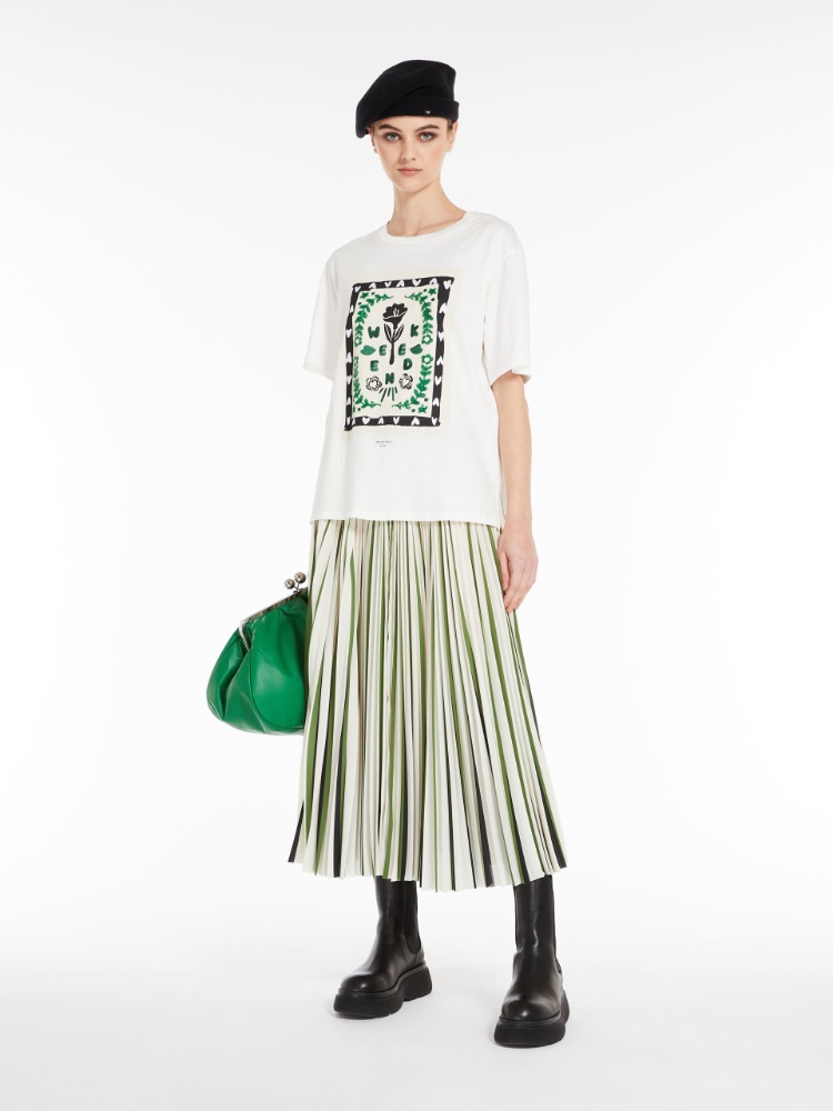 Jersey t-shirt with print and embroidery - WHITE - Weekend Max Mara