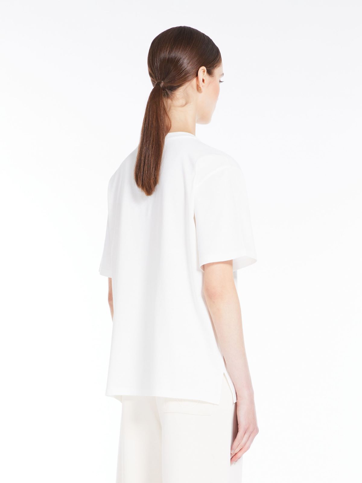 Jersey t-shirt with print and embroidery, white | Weekend Max Mara