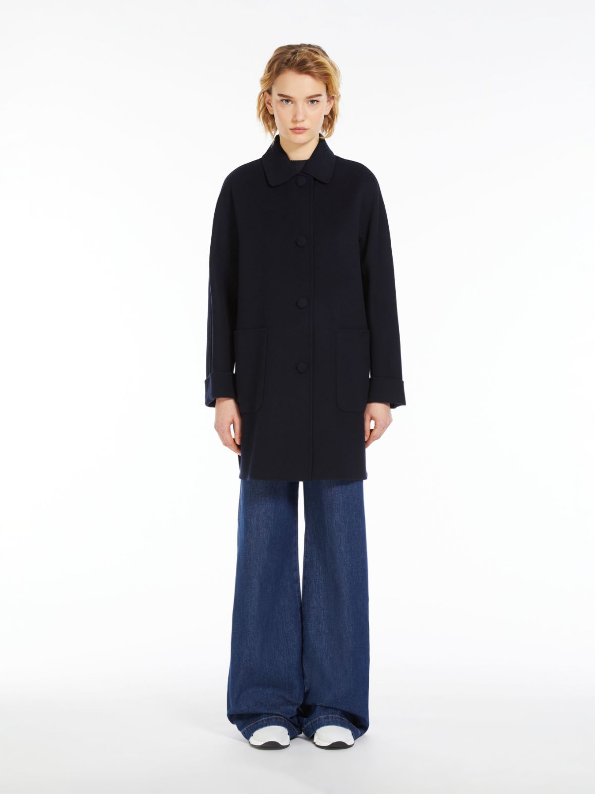 Double-faced wool coat, navy