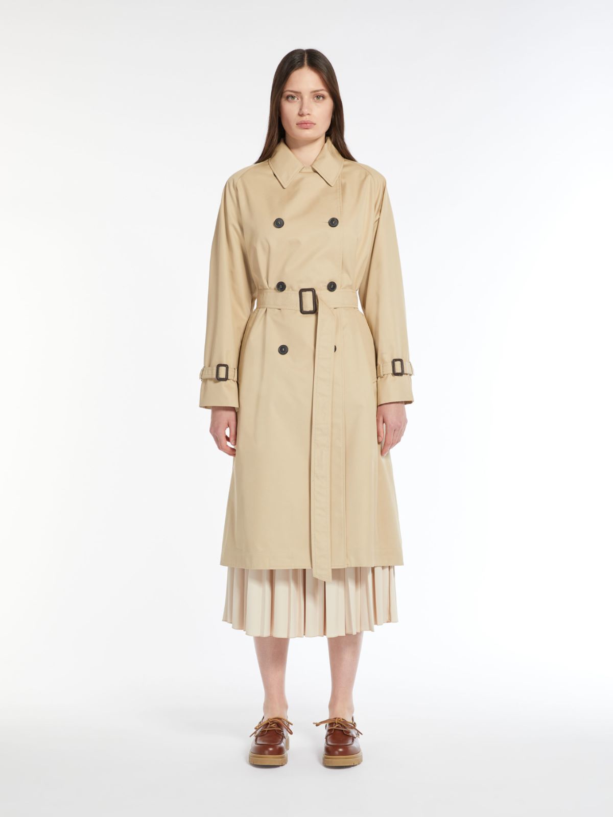 Reversible water-repellent fabric trench coat, honey | Weekend Max Mara