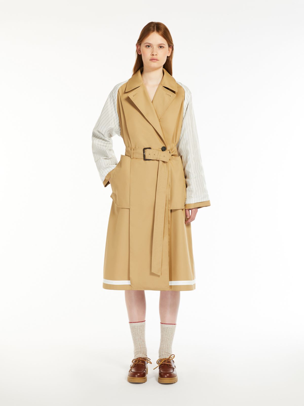 Reversible water-repellent fabric trench coat, honey | Weekend Max  