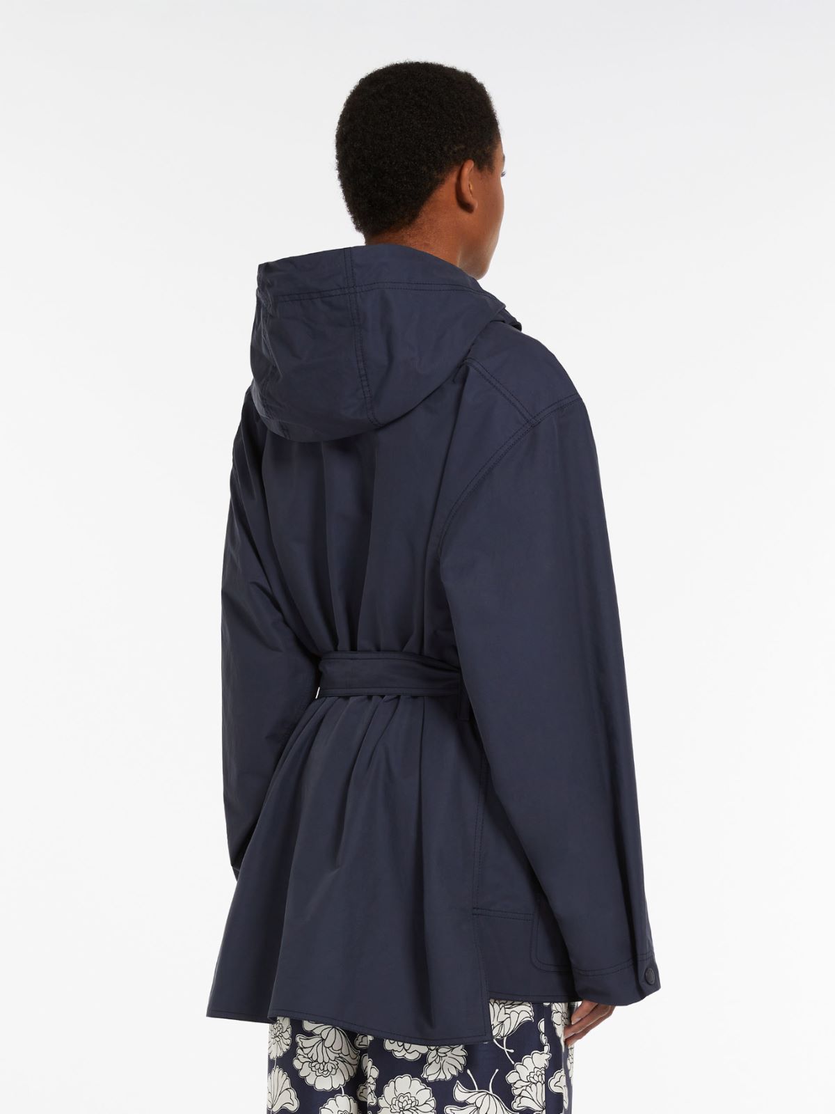 Water-repellent twill hooded jacket, navy | Weekend Max Mara