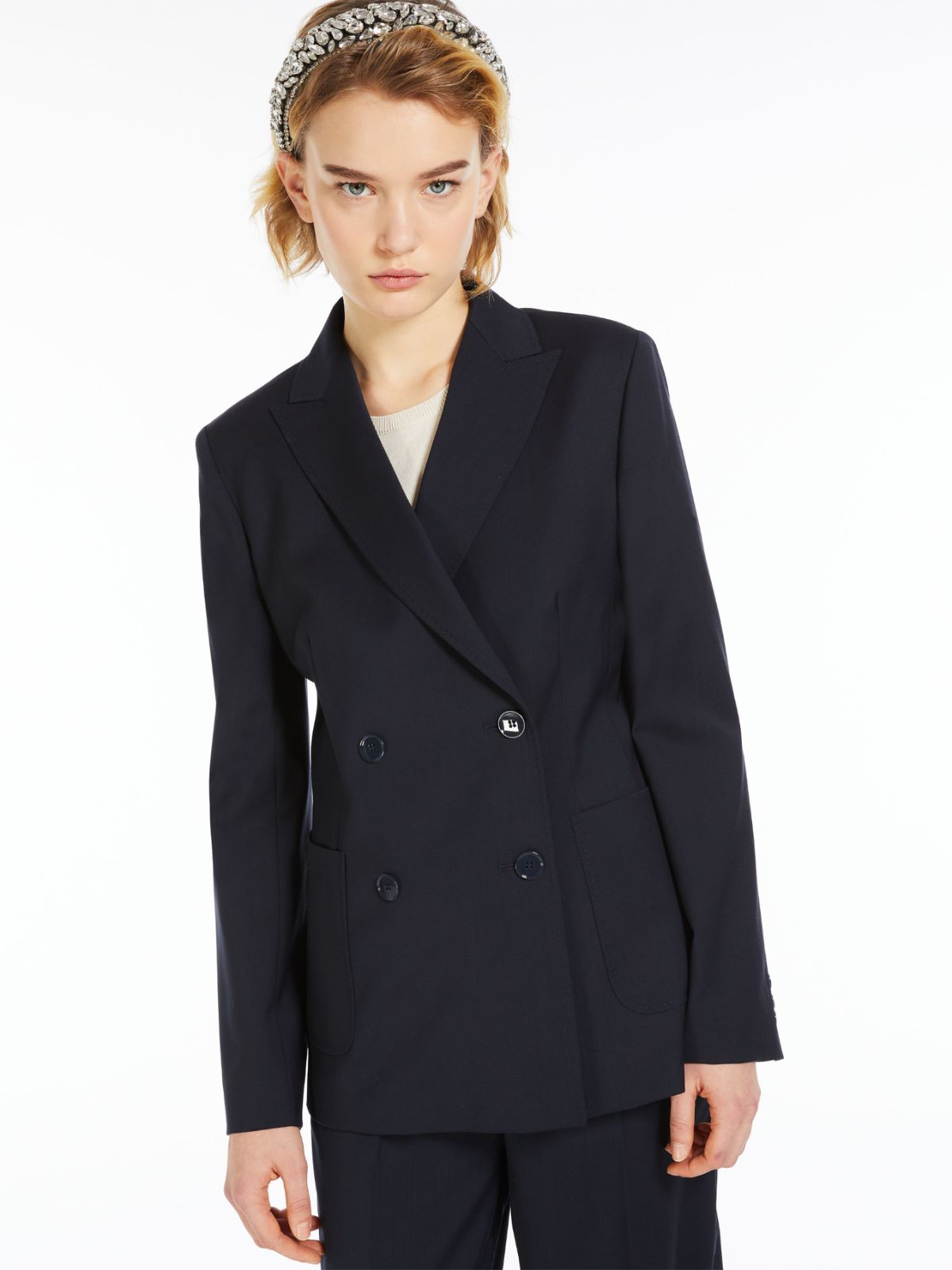 Tailored woollen cloth blazer, navy | Weekend Max Mara