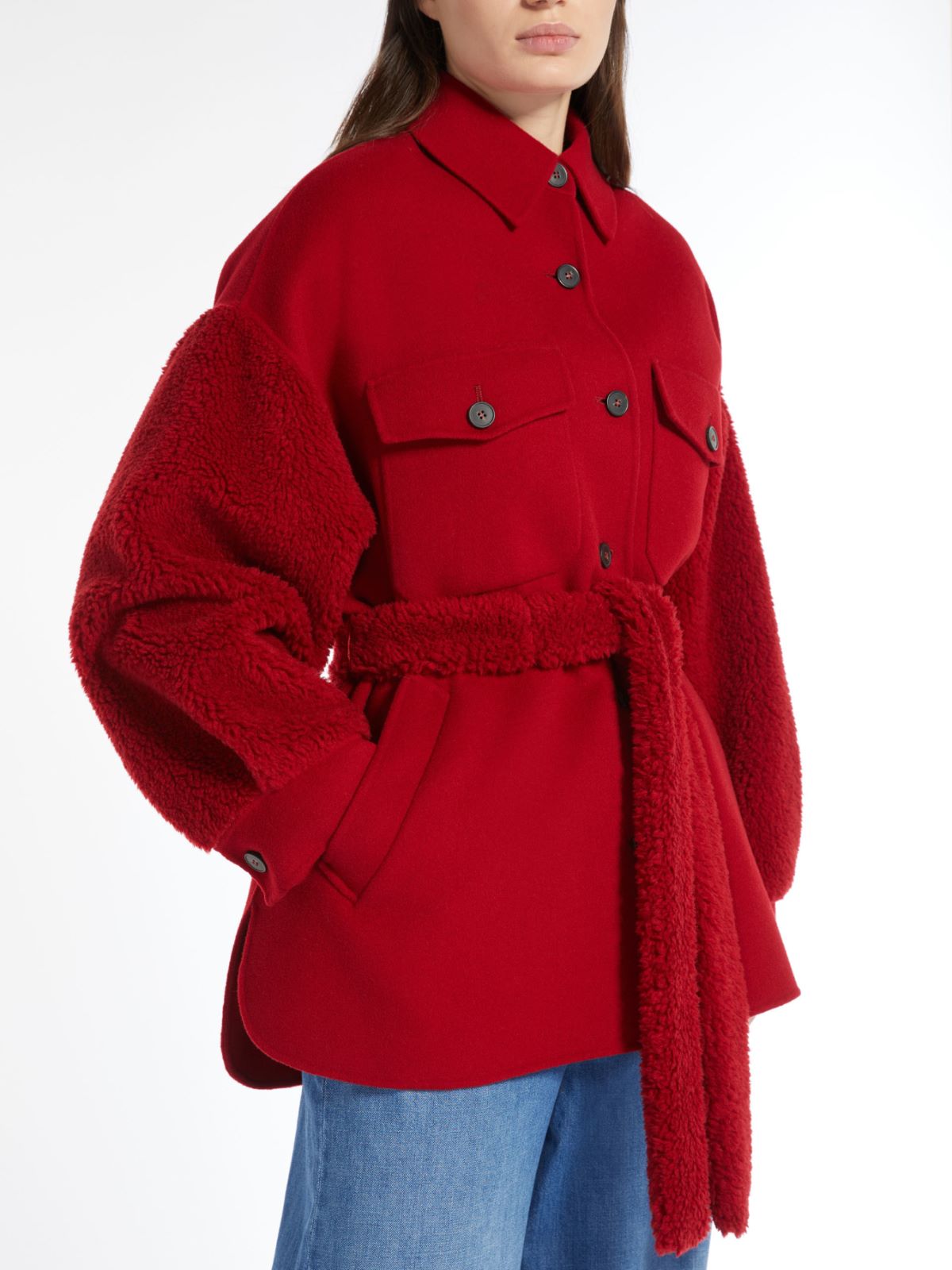 Belted wool shirt - RED - Weekend Max Mara - 4