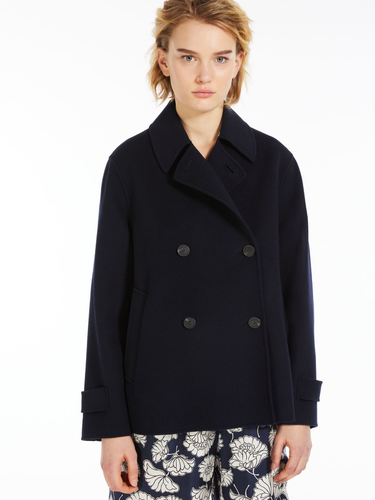 Double-breasted wool pea coat, navy | Weekend Max Mara