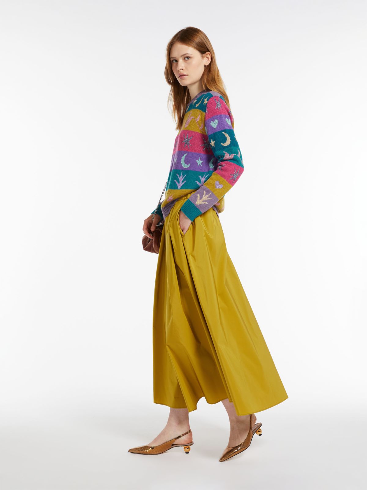 Flared cotton-blend taffeta skirt - MUSTARD - Weekend Max Mara