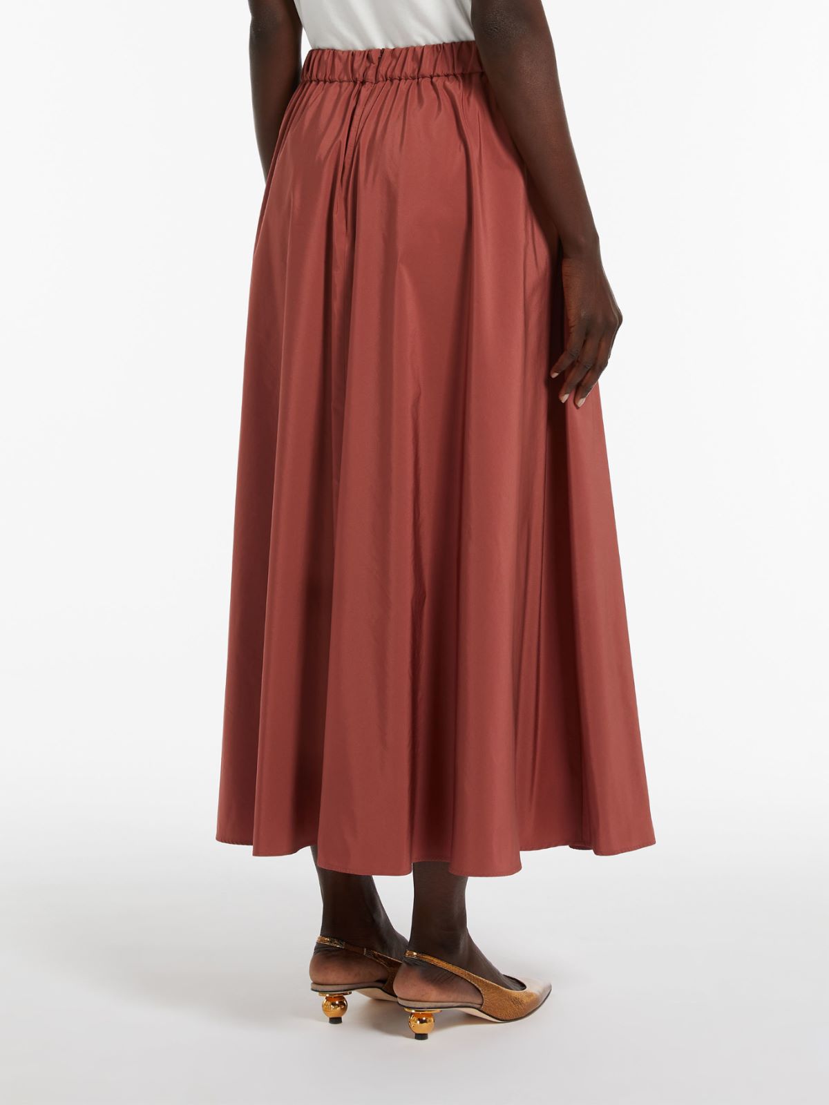 Flared cotton-blend taffeta skirt - RUST - Weekend Max Mara - 3