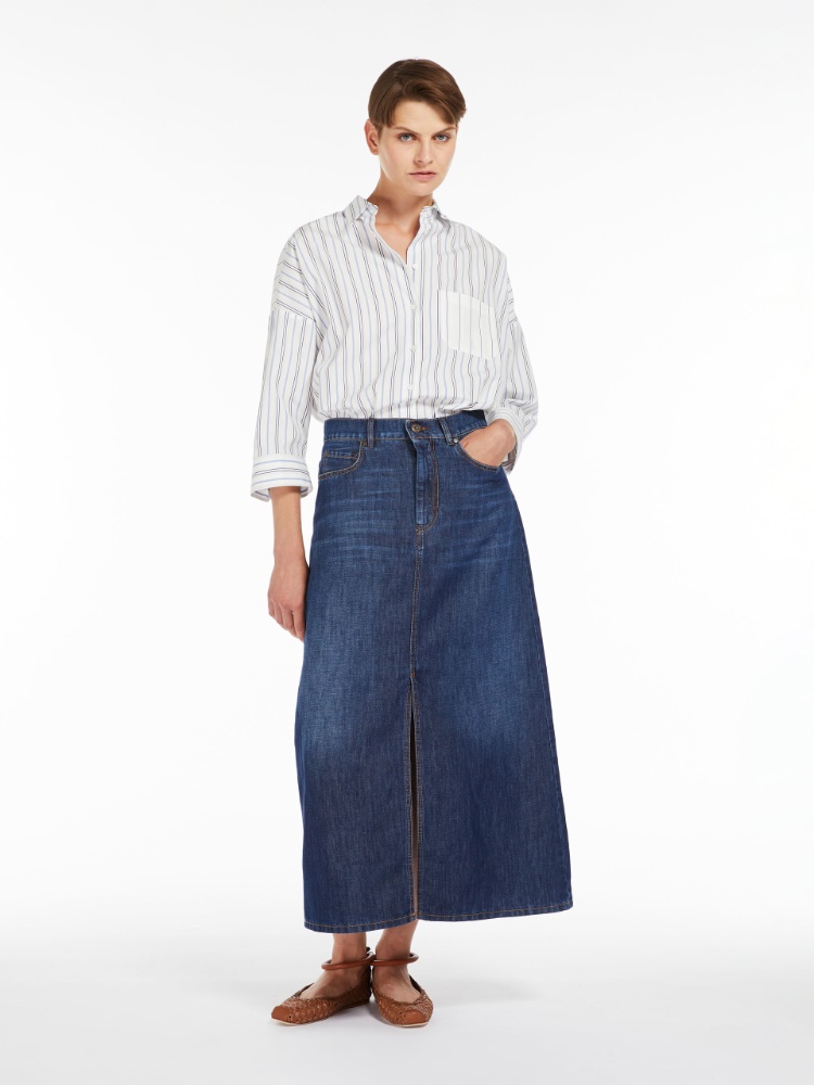 Cotton denim and linen skirt - NAVY - Weekend Max Mara