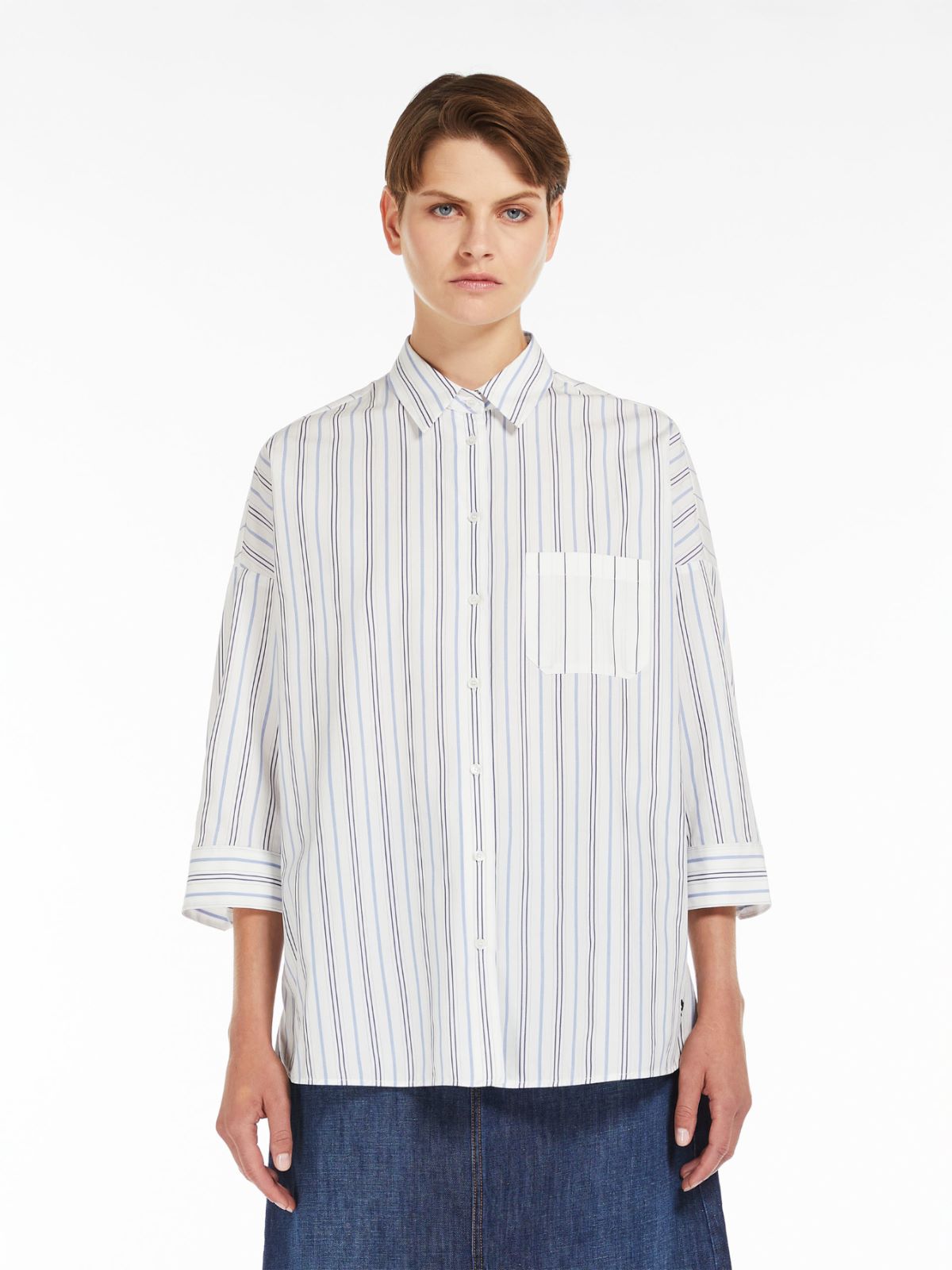 Cotton poplin shirt, navy | Weekend Max Mara