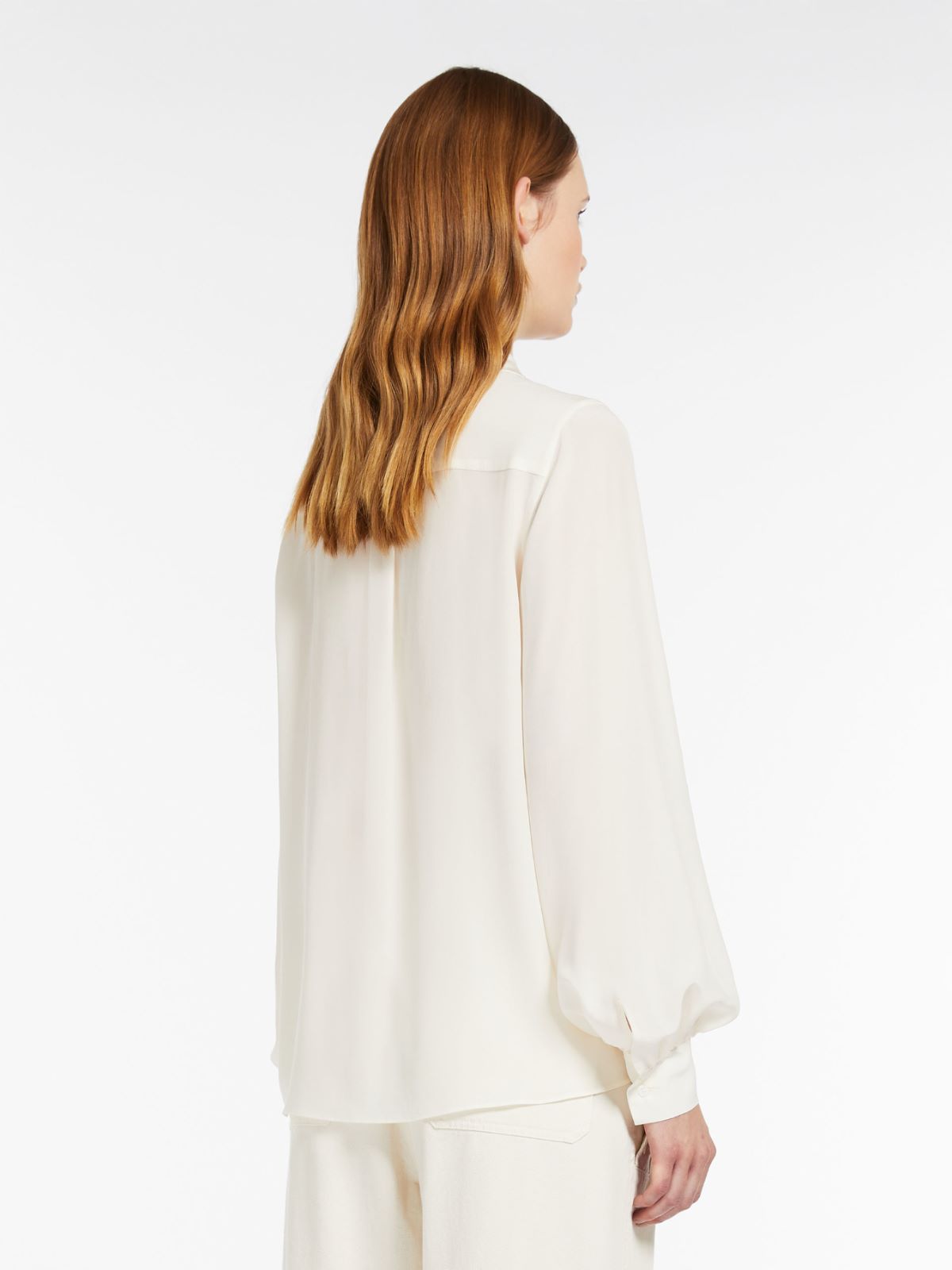 Silk crepe de chine shirt - WHITE - Weekend Max Mara - 3