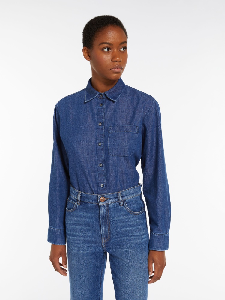 Max Mara Bicolor Ramie Dress Shirt