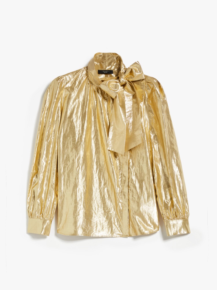 Taffeta pussy-bow shirt - GOLD - Weekend Max Mara - 2