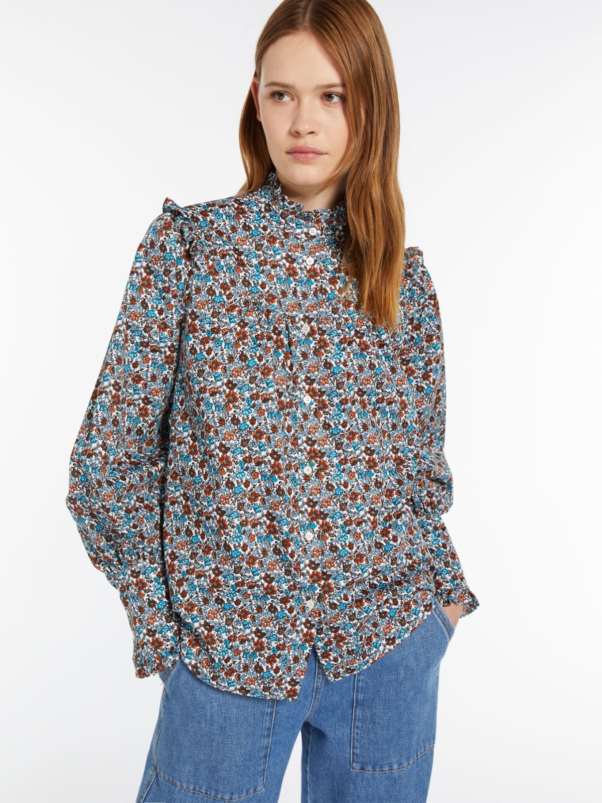 Printed twill shirt with ruches - WHITE - Weekend Max Mara - 4