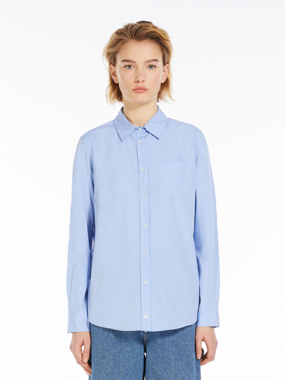 Straight poplin shirt, sky blue | Weekend Max Mara