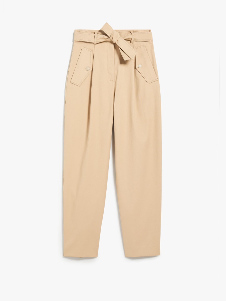 Cotton carrot-fit trousers - SAND - Weekend Max Mara