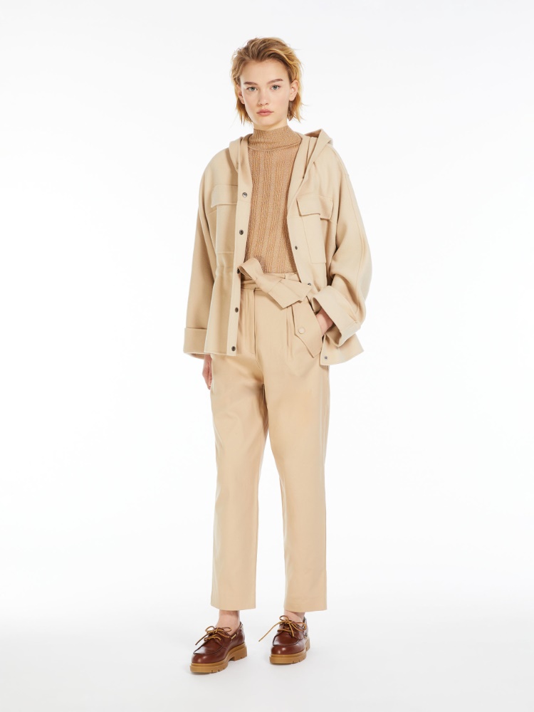 Cotton carrot-fit trousers - SAND - Weekend Max Mara