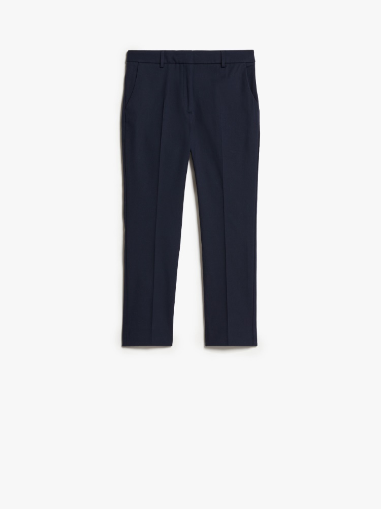 Stretch cotton cigarette trousers - NAVY - Weekend Max Mara