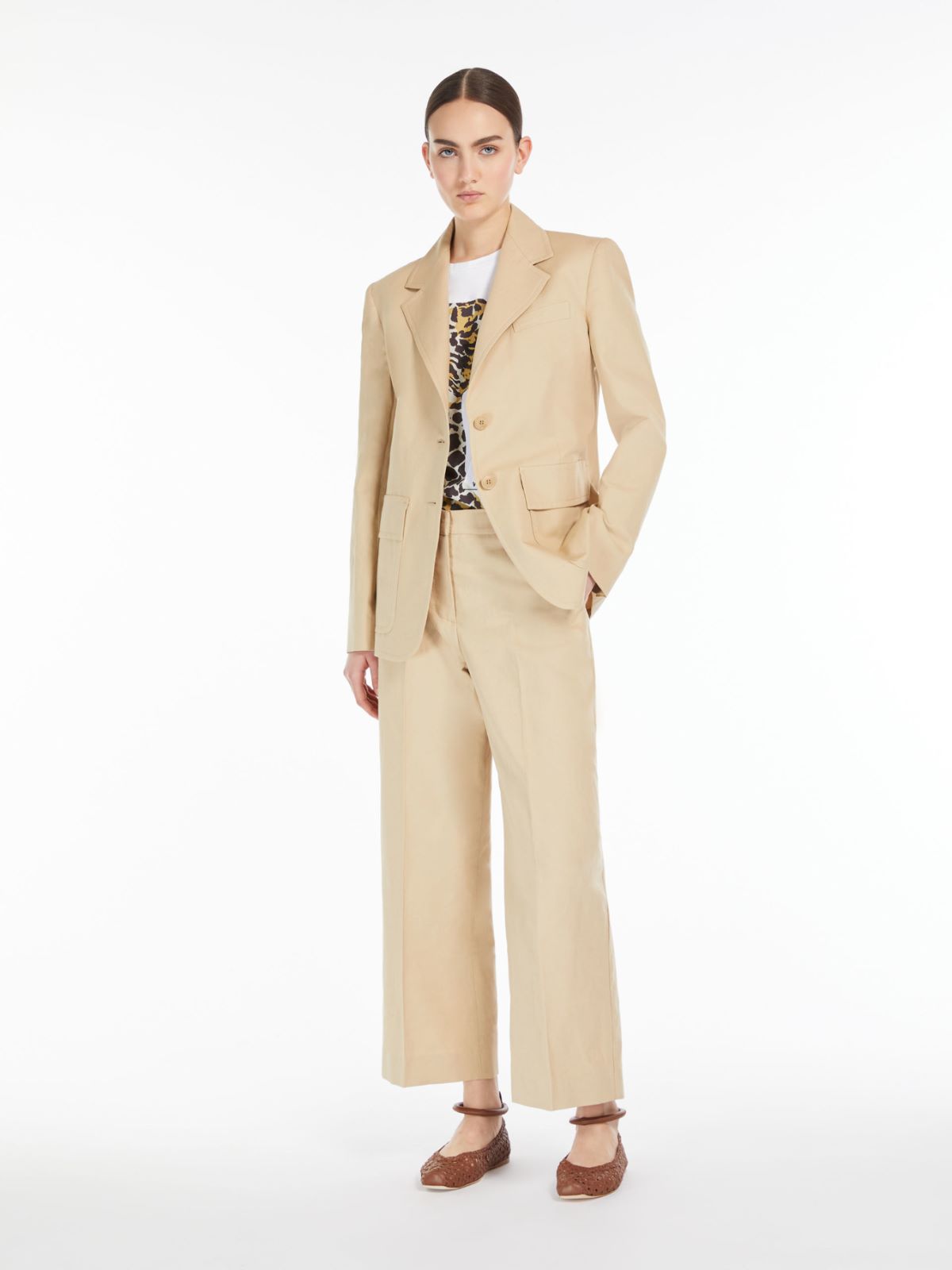 Cotton and linen canvas trousers, colonial | Weekend Max Mara