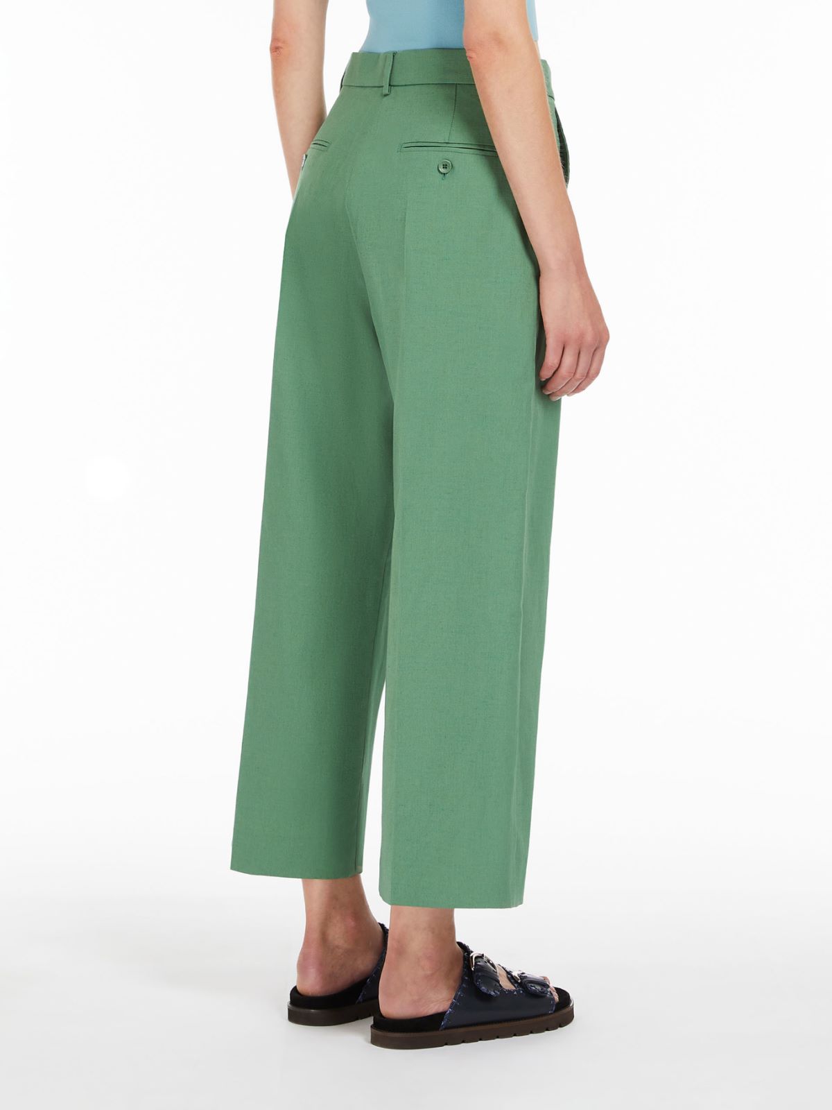 Cotton and linen canvas trousers, green | Weekend Max Mara