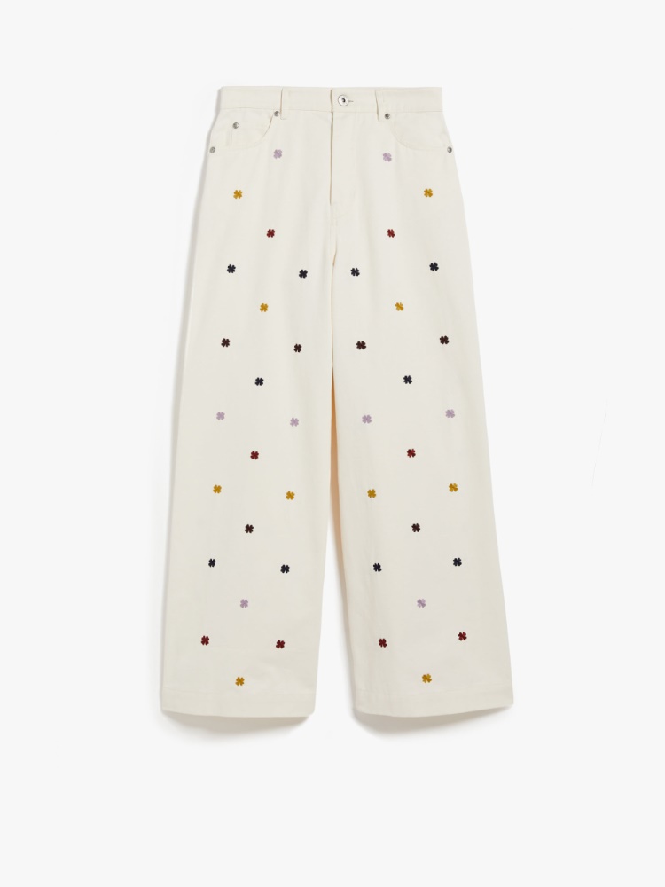 Embroidered cotton trousers - ECRU - Weekend Max Mara