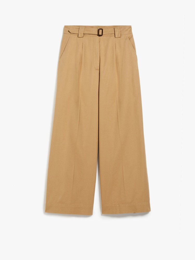 Wide-fit cotton trousers - BEIGE - Weekend Max Mara