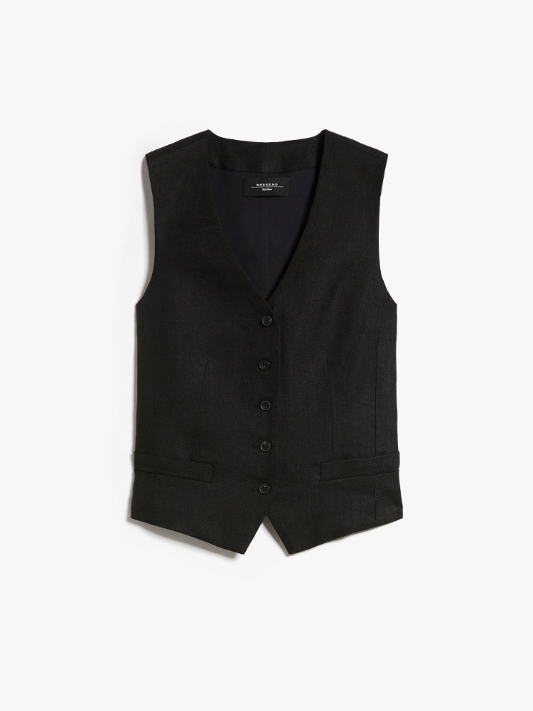 Linen waistcoat - BLACK - Weekend Max Mara - 2