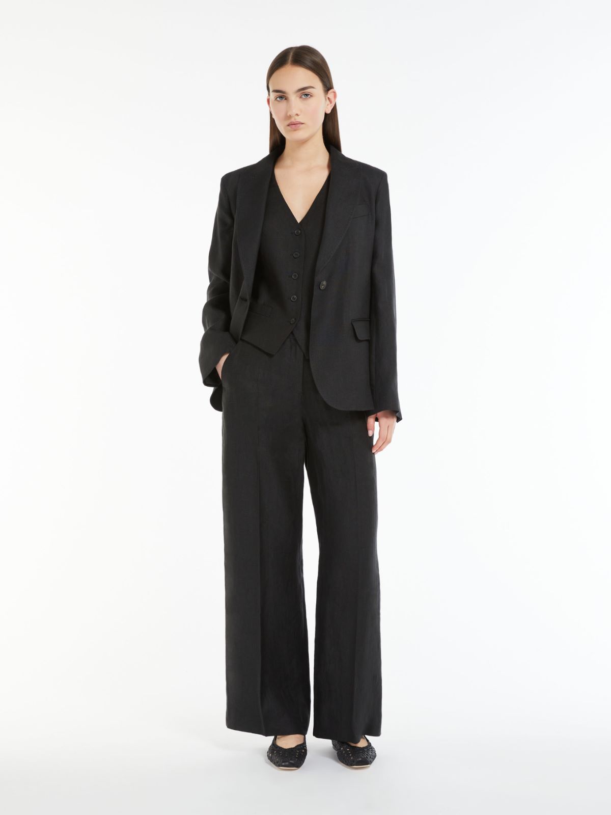 Linen Waistcoat, Black | Weekend Max Mara