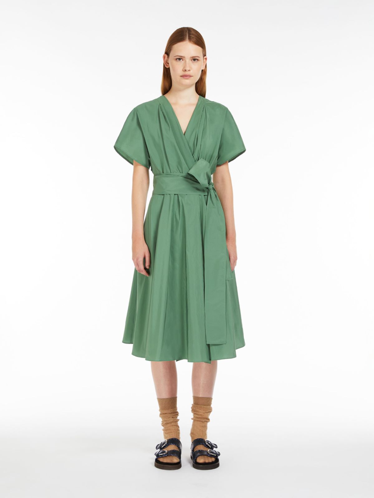 Cotton taffeta dress, green | Weekend Max Mara