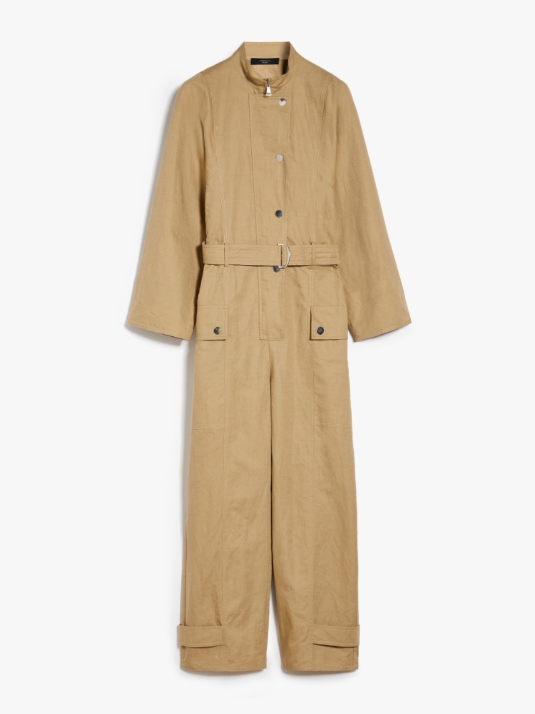 Cotton and linen basketweave jumpsuit - COLONIAL - Weekend Max Mara - 2