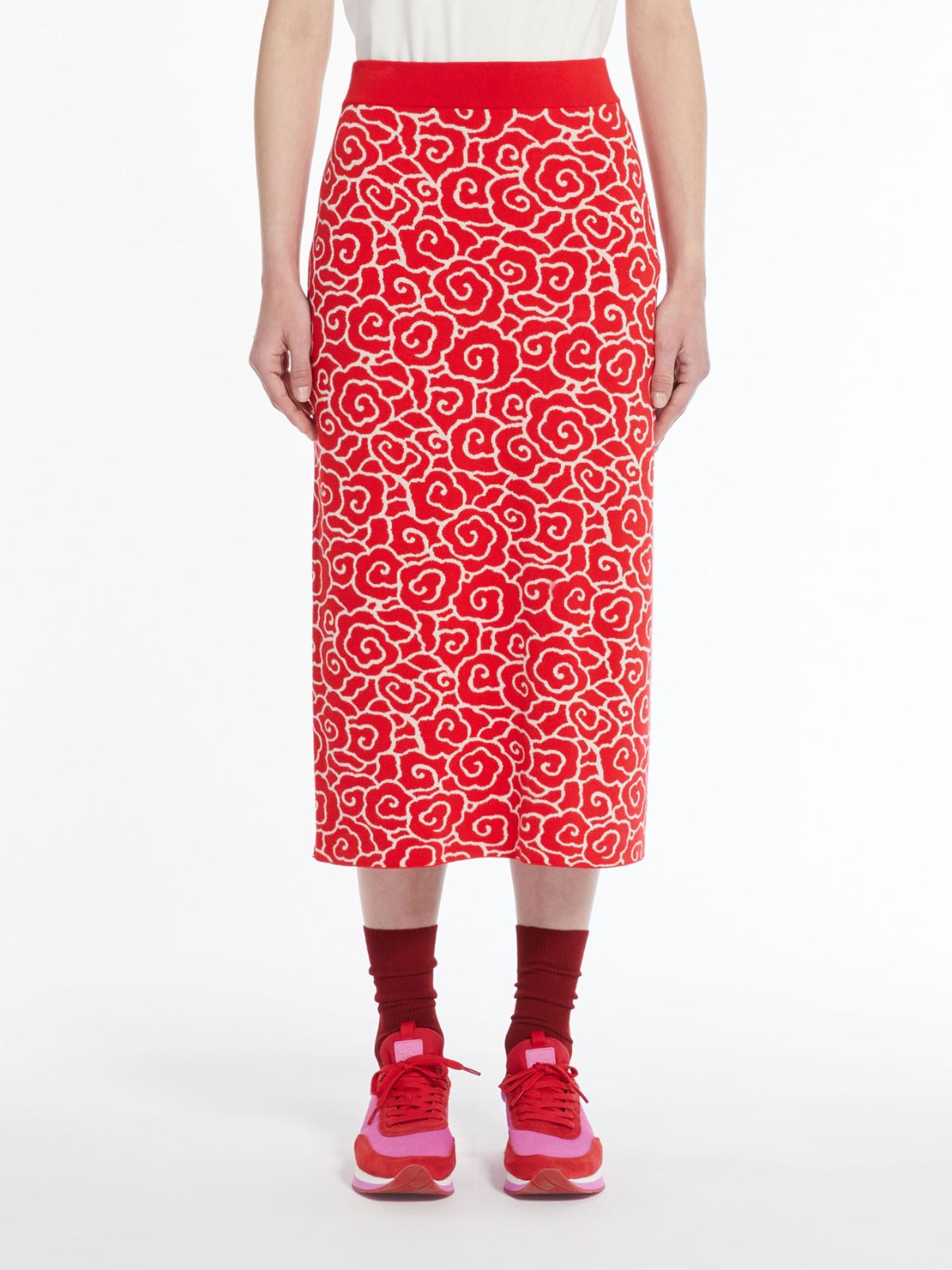 Jacquard viscose pencil skirt - RED - Weekend Max Mara - 2