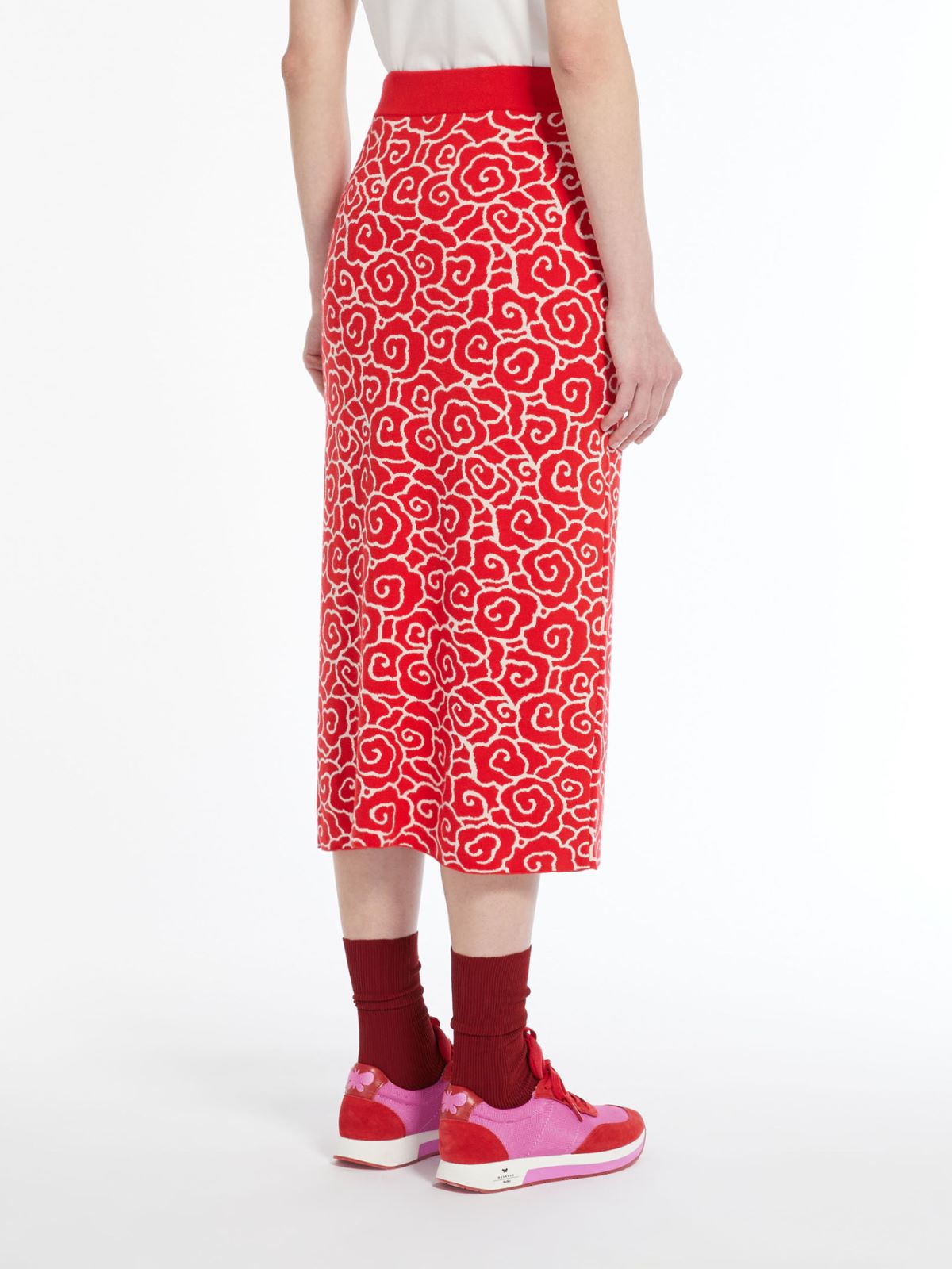 Jacquard viscose pencil skirt - RED - Weekend Max Mara - 3