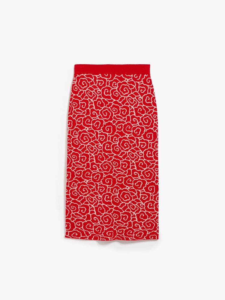 Jacquard viscose pencil skirt - RED - Weekend Max Mara