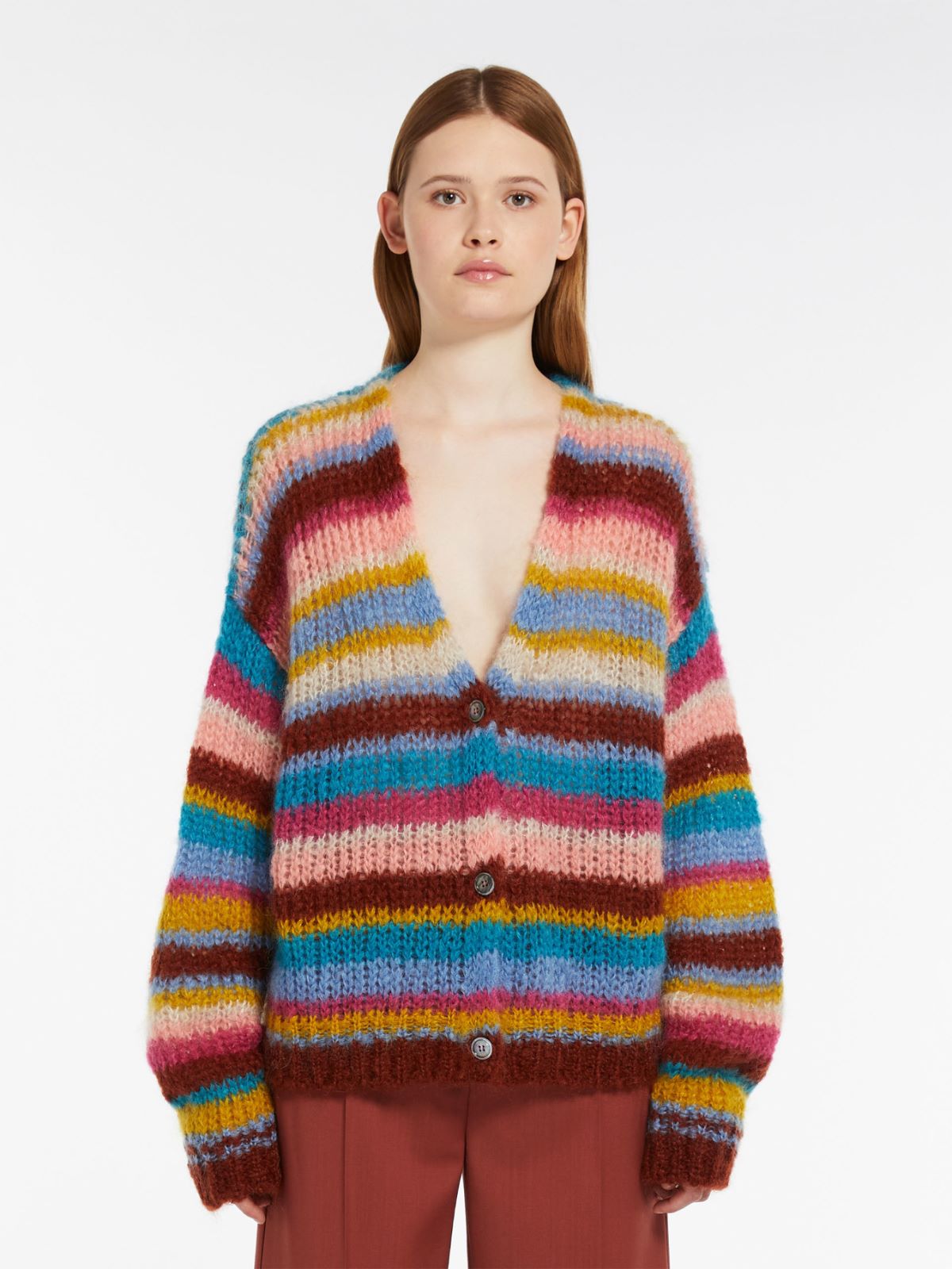 Oversized rib-knit mohair cardigan, multicolour | Weekend Max Mara